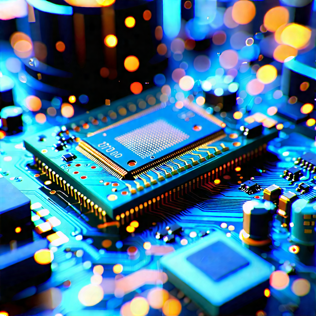 Close-up Of Electronic Circuit With Close-up Computer
