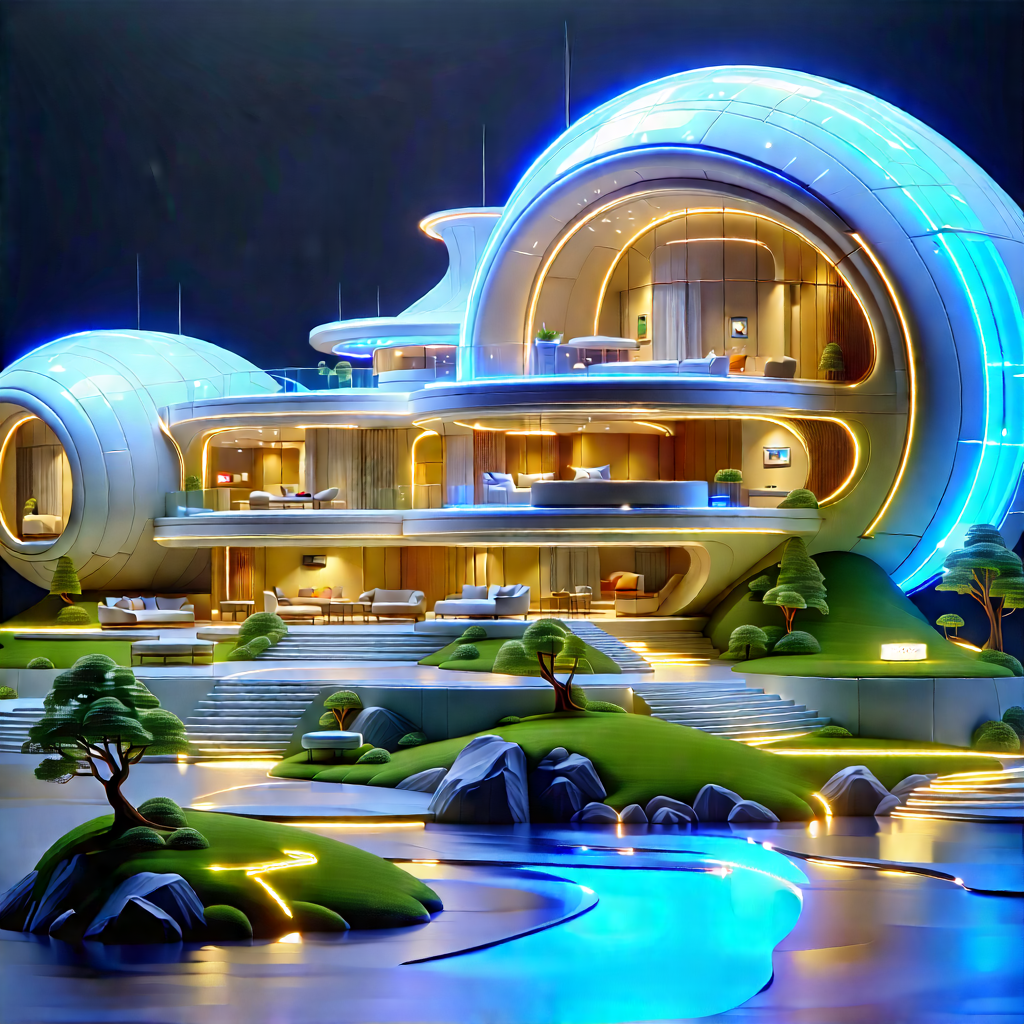 (futuristic:1.28) Smart Home With Model Futuristic