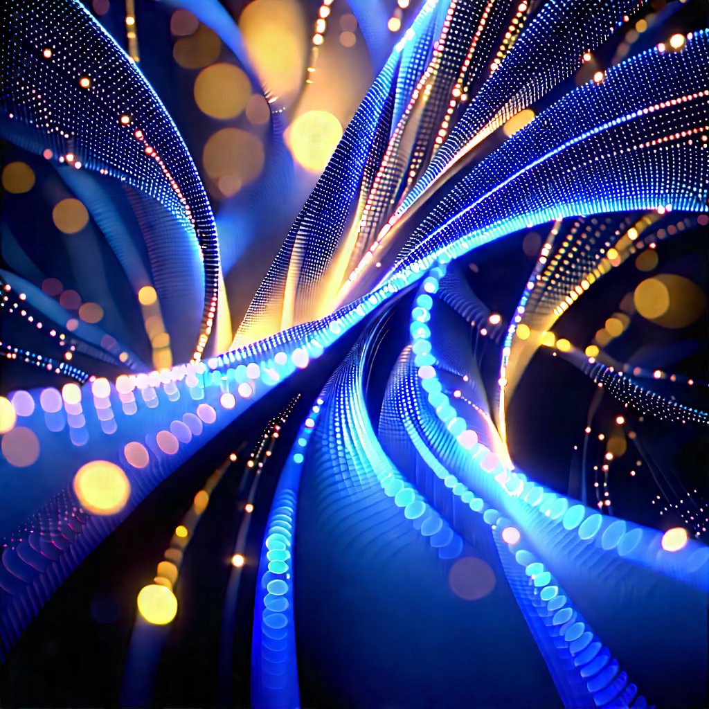 Close-up of fiber optic cables