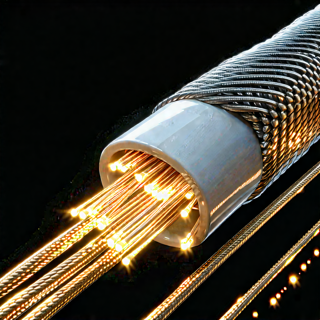Close-up of fiber optic cables