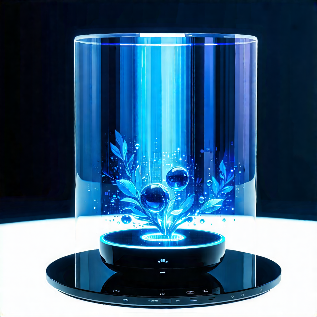 Smart Home Device With Digital Artwork With Blue White