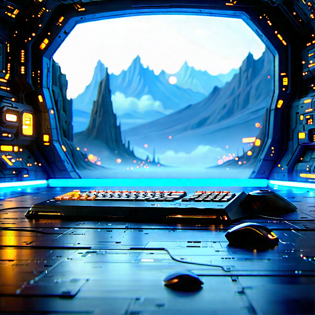 Futuristic (digital:1.21) Workspace With Image, There