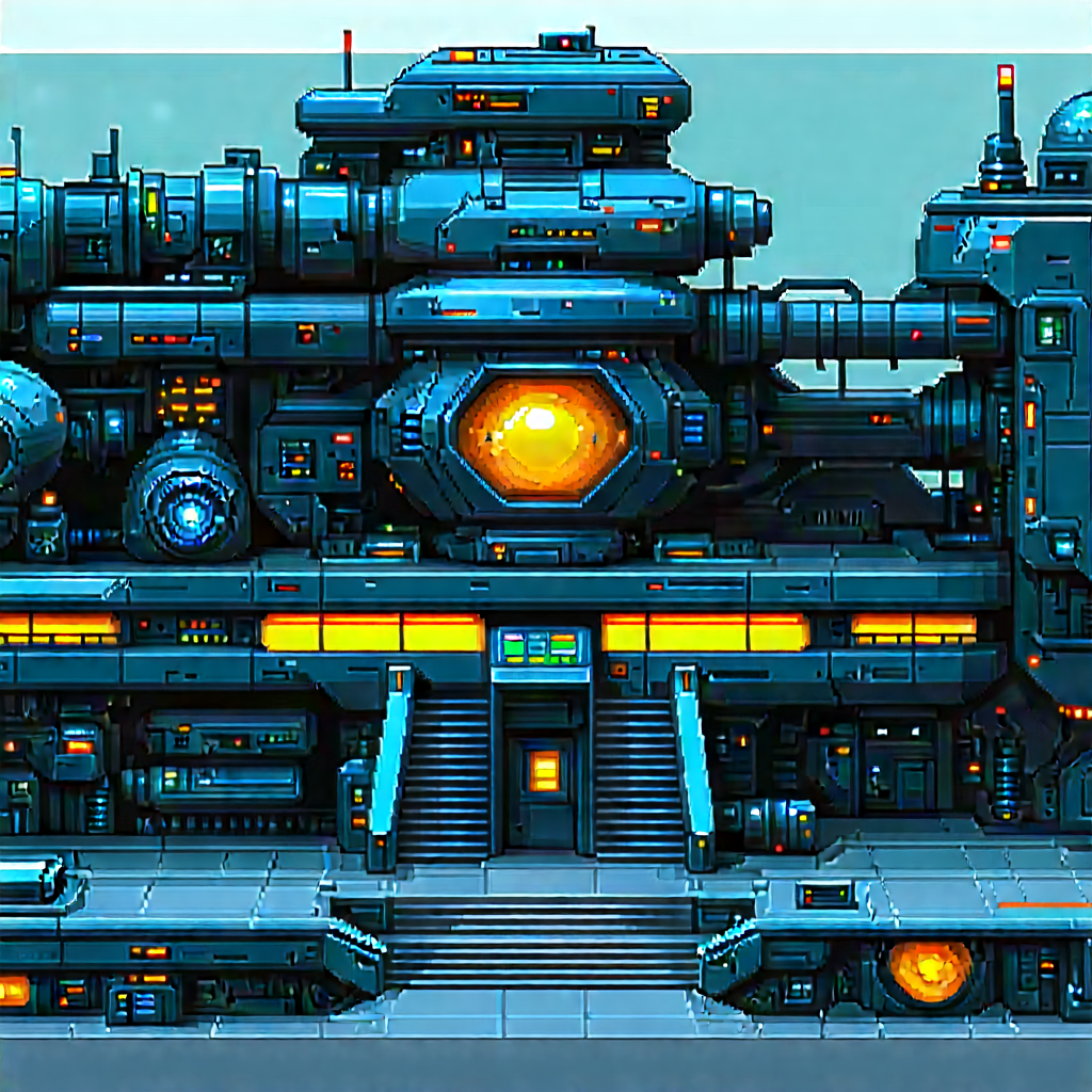 Futuristic Research Laboratory With Blue Orange
