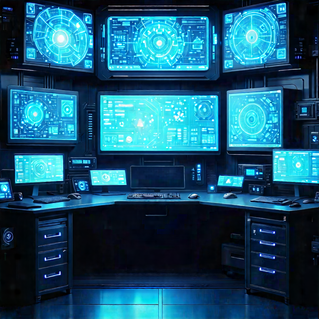 (futuristic:1.45) digital workspace