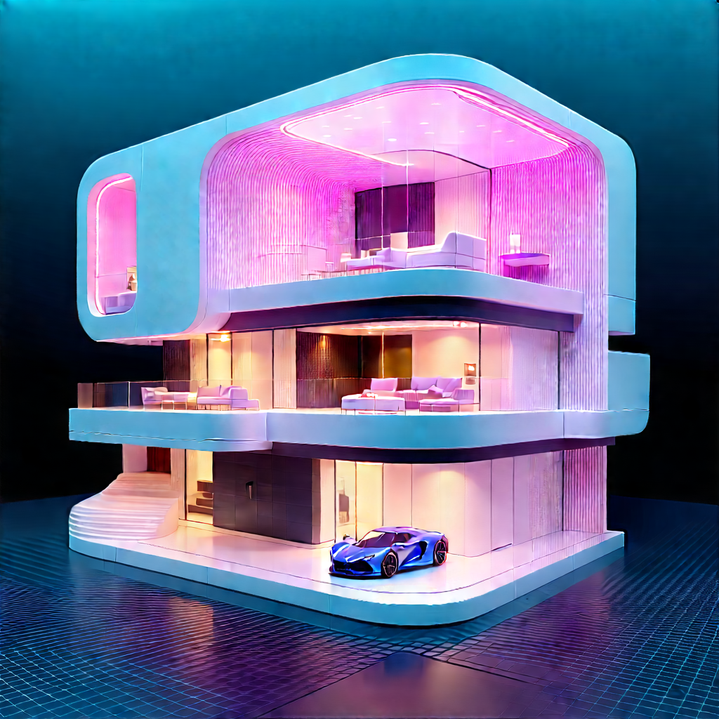 (futuristic:1.47) Smart Home With Large, Modern-looking