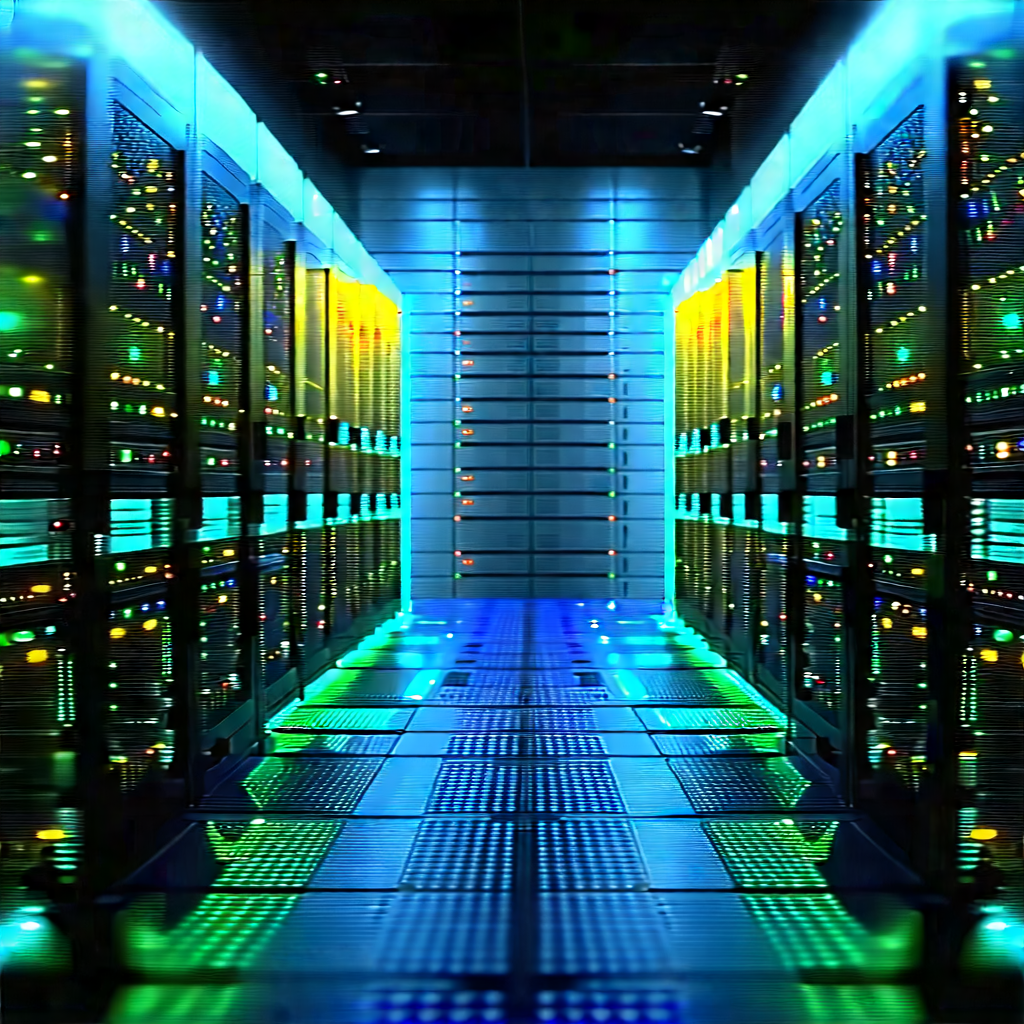 Server rack with (digital:1.44) particles