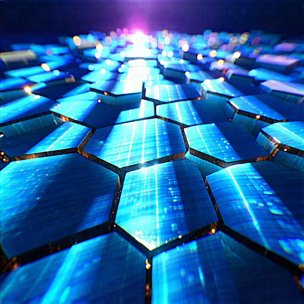 Hexagonal Pattern With Refracted Light With Blue Purple