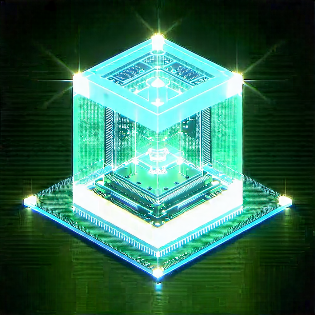 Quantum Computer With Holographic Projection With Brightly Green