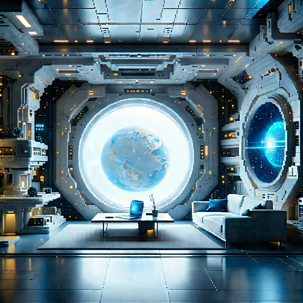 Futuristic Tech Startup Office With Futuristic Setting,