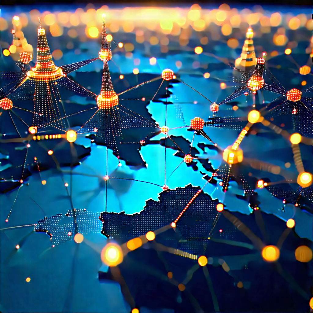 Blockchain Network Visualization With Blue Globe