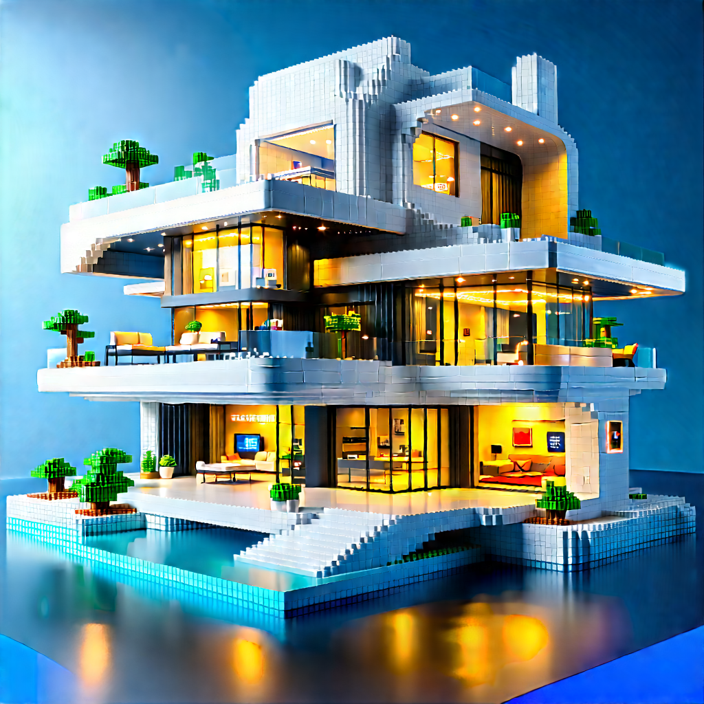 Futuristic Smart Home With Large, Multi-story