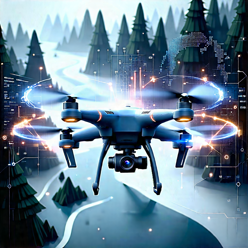 Drone With Data Visualization With Image, There
