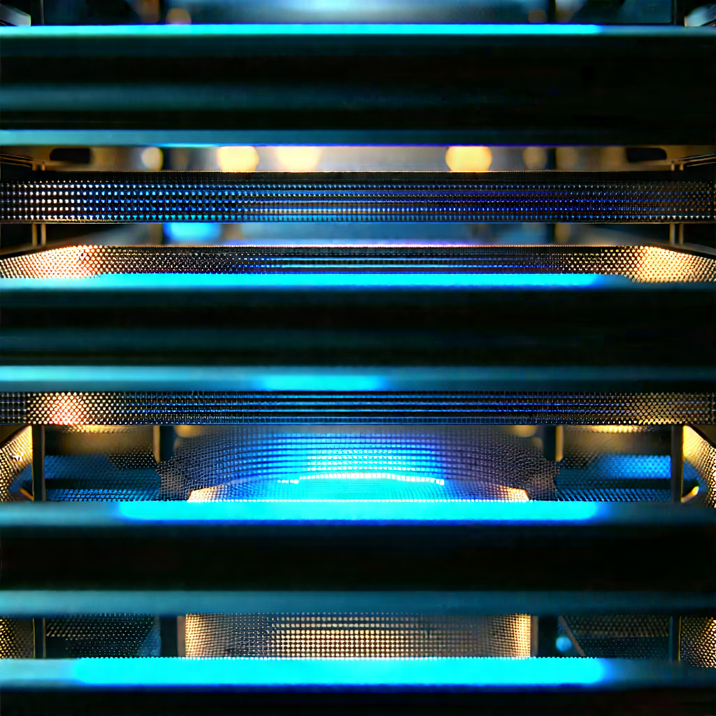 Close-up Of Cooling System With Blue Light