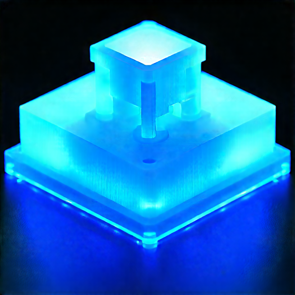 3d Printer With Blue Light Glow With Blue Light