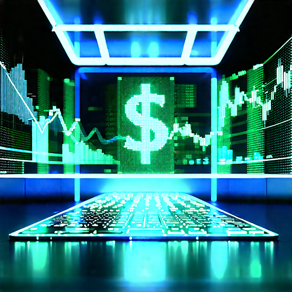 Financial Technology In Research Center With Large Computer