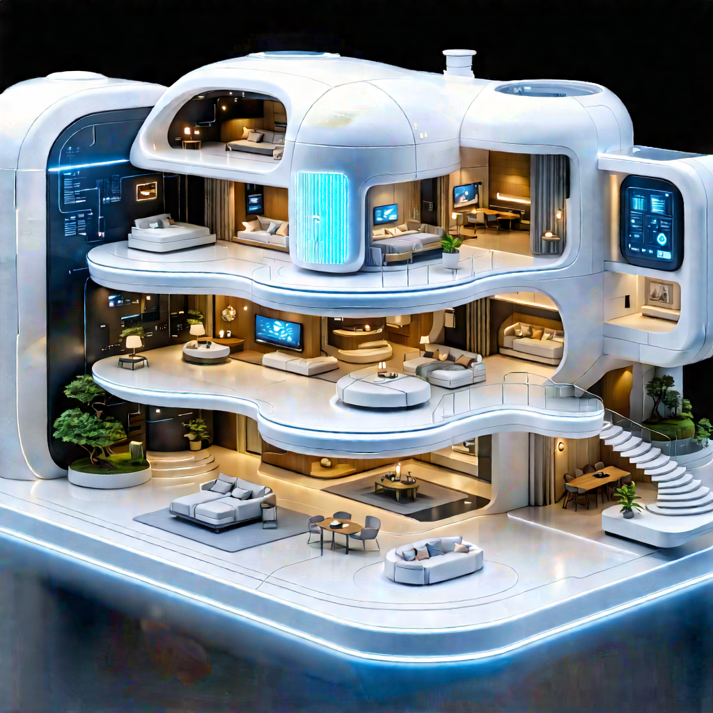 Futuristic Smart Home With Futuristic, Multi-level