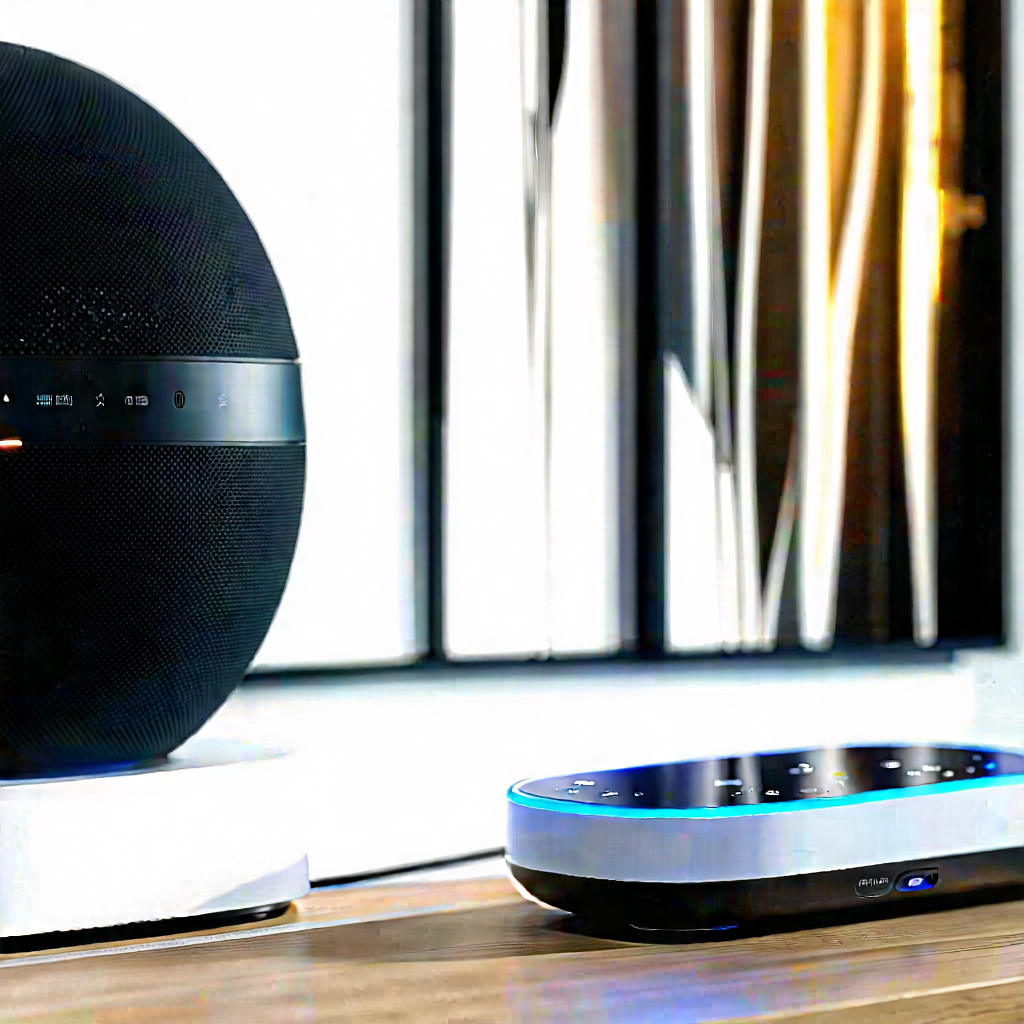 Smart Home Device With Digital Artwork With Black Speaker