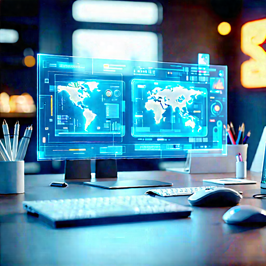 Futuristic tech startup office
