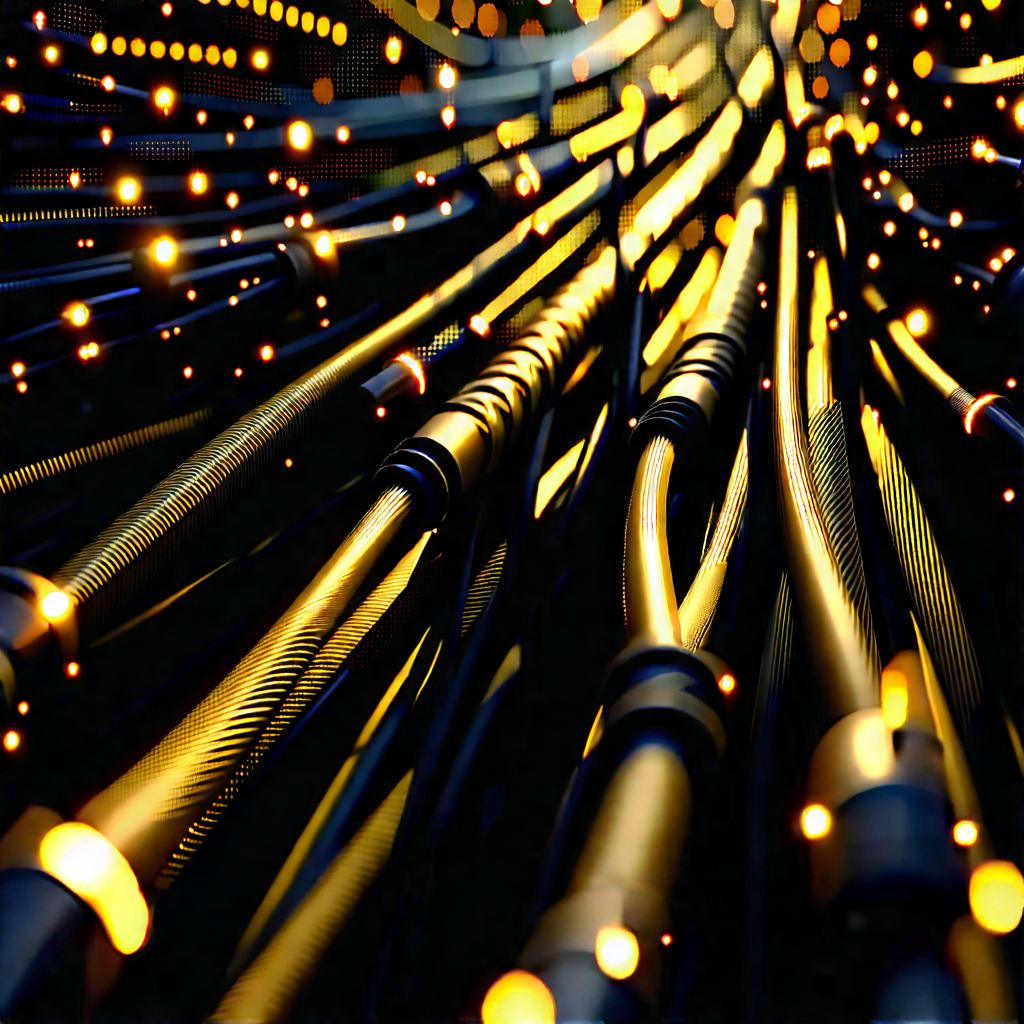 Close-up Of Fiber Optic Cables With Close-up Large