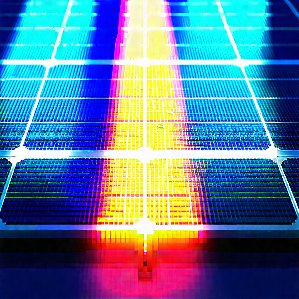Solar panel with blue light glow