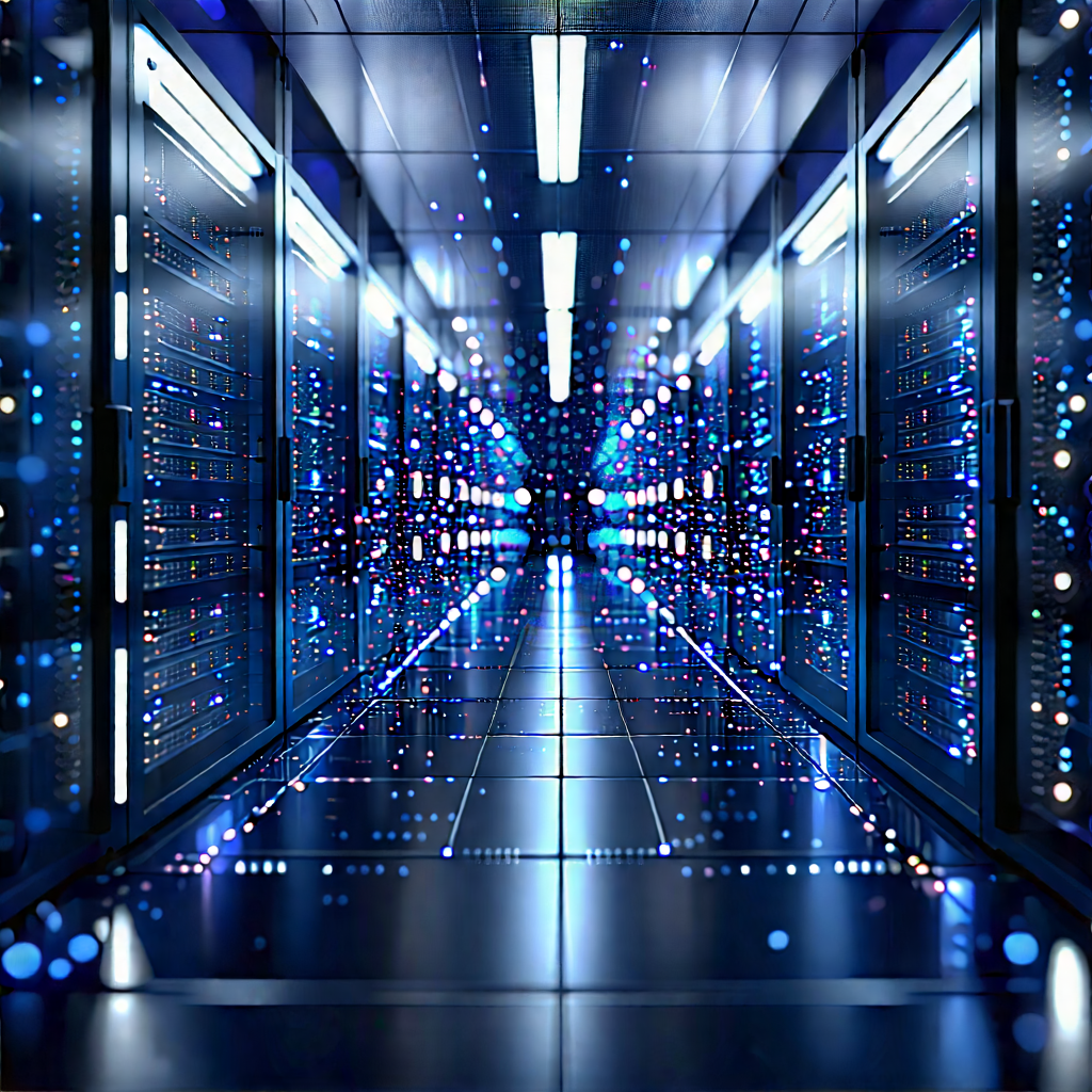 Server Rack With (digital:1.45) Particles With Image, There