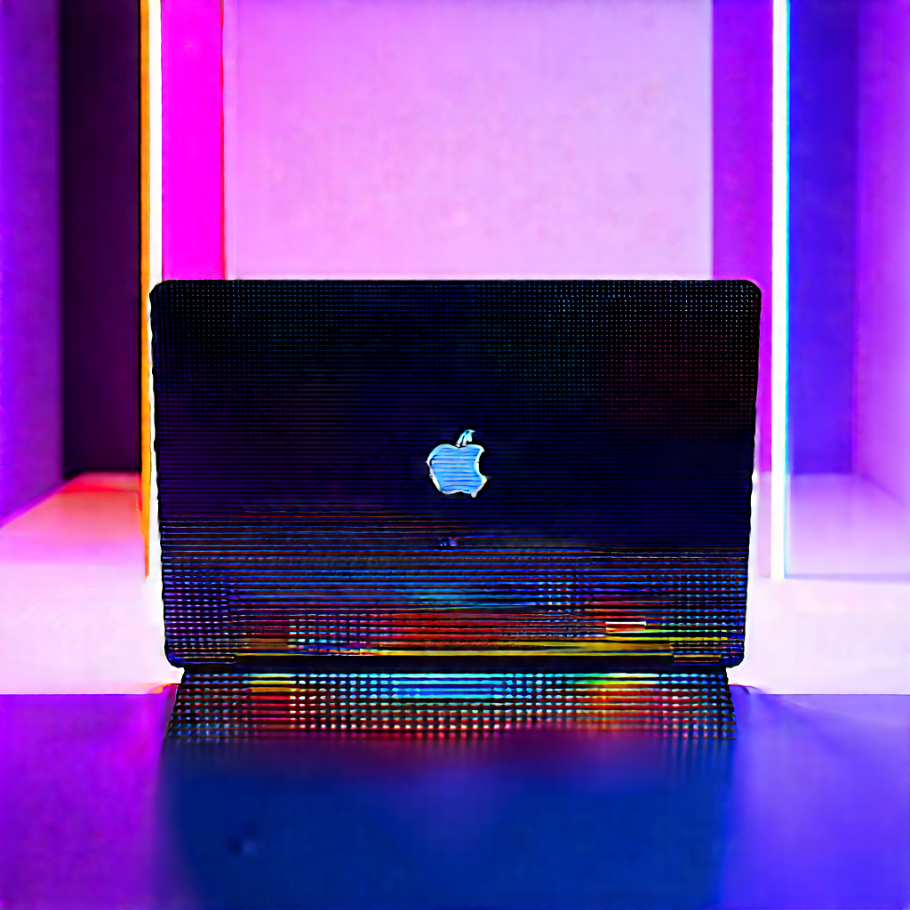 Laptop With Streaming Content With Black Apple