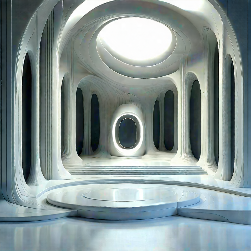 (futuristic:1.41) Innovation Hub With Large, Open,
