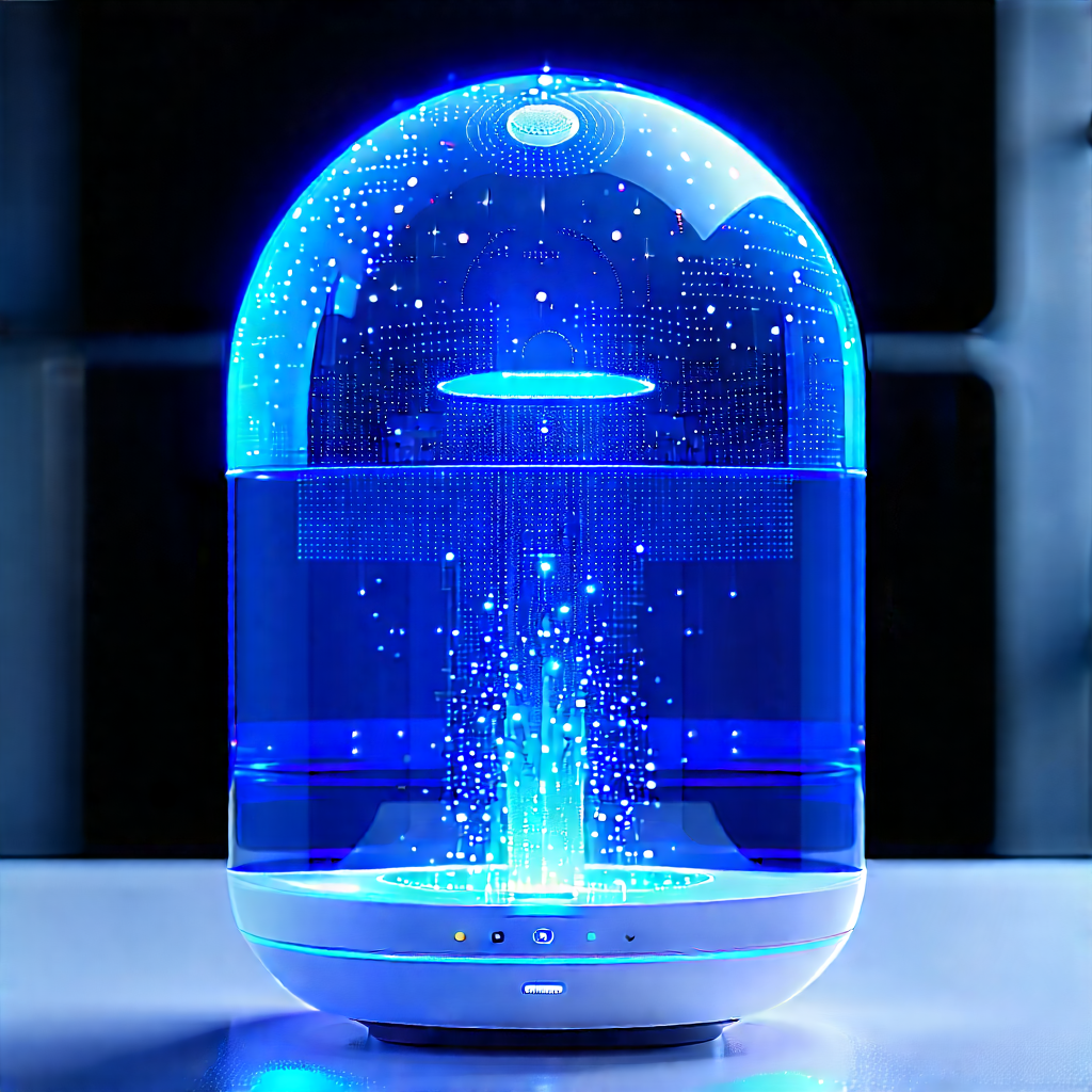 Smart Home Device With Streaming Content With Blue Lighted