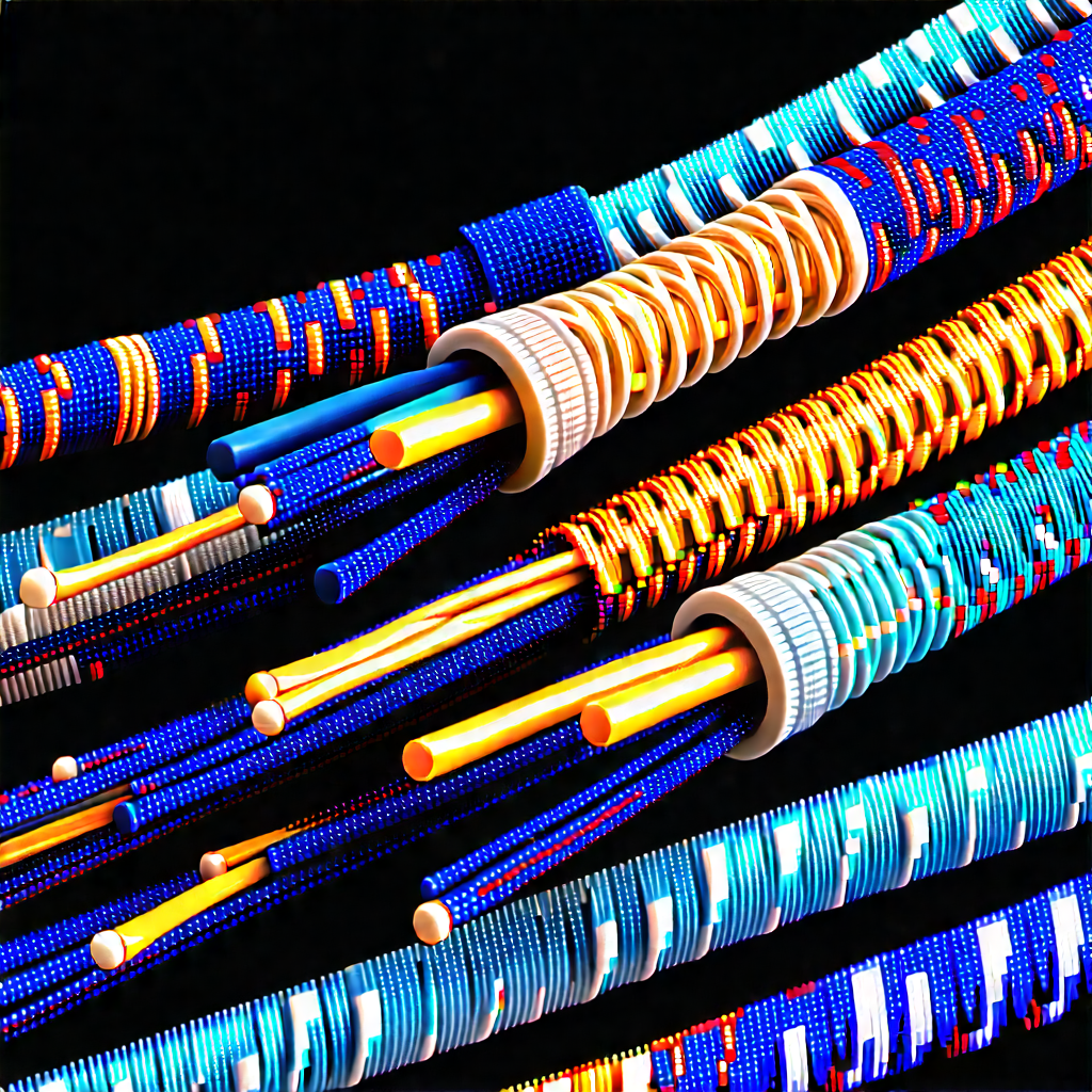 Close-up of fiber optic cables