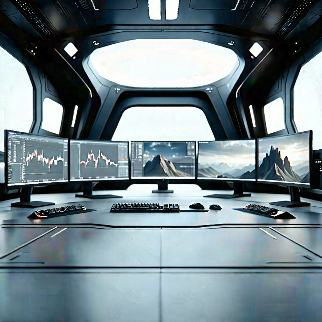 (futuristic:1.15) (digital:1.24) Workspace With Image, There