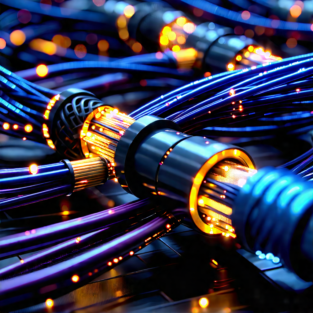 Close-up Of Fiber Optic Cables With Image, There