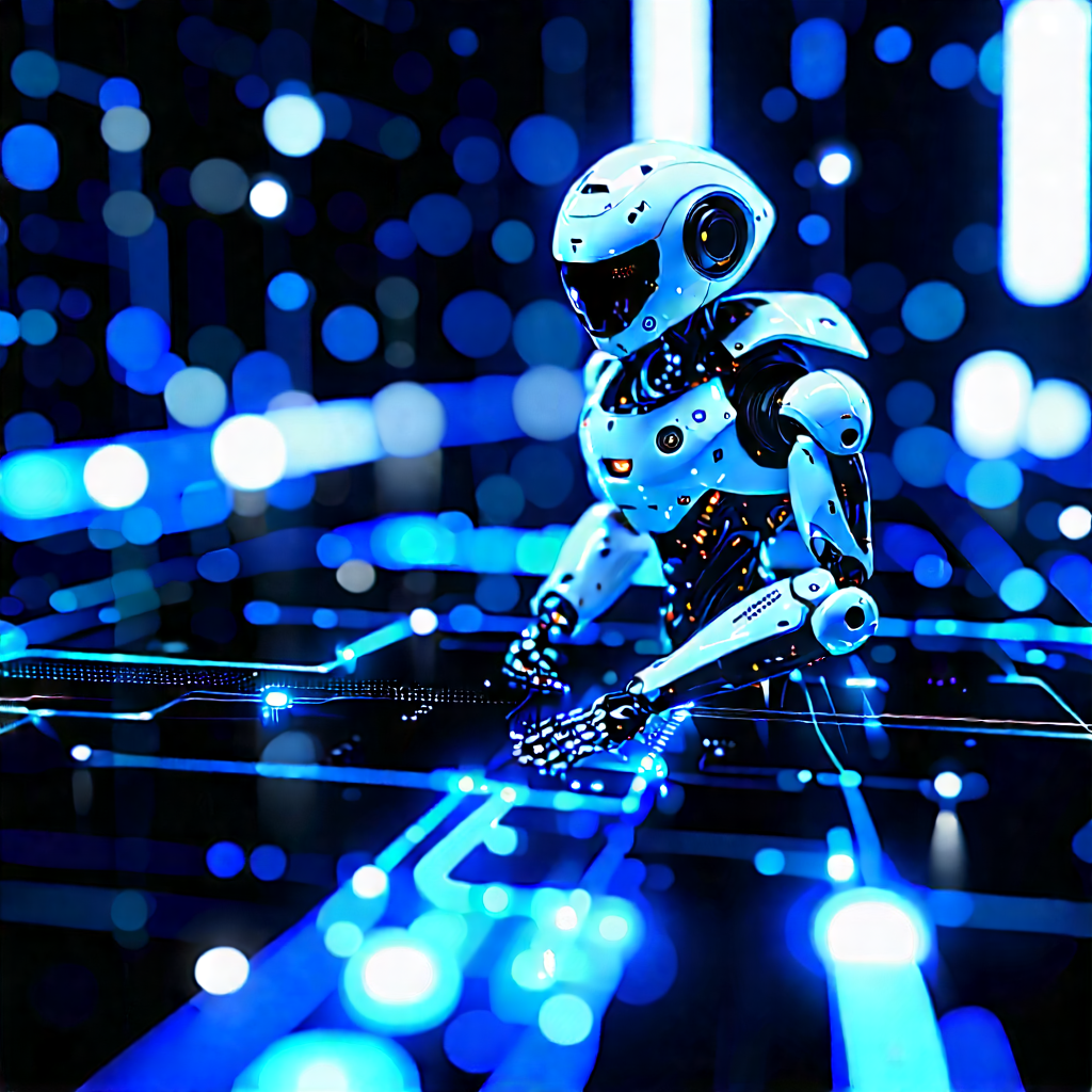 Robot With Data Streams With Image, There