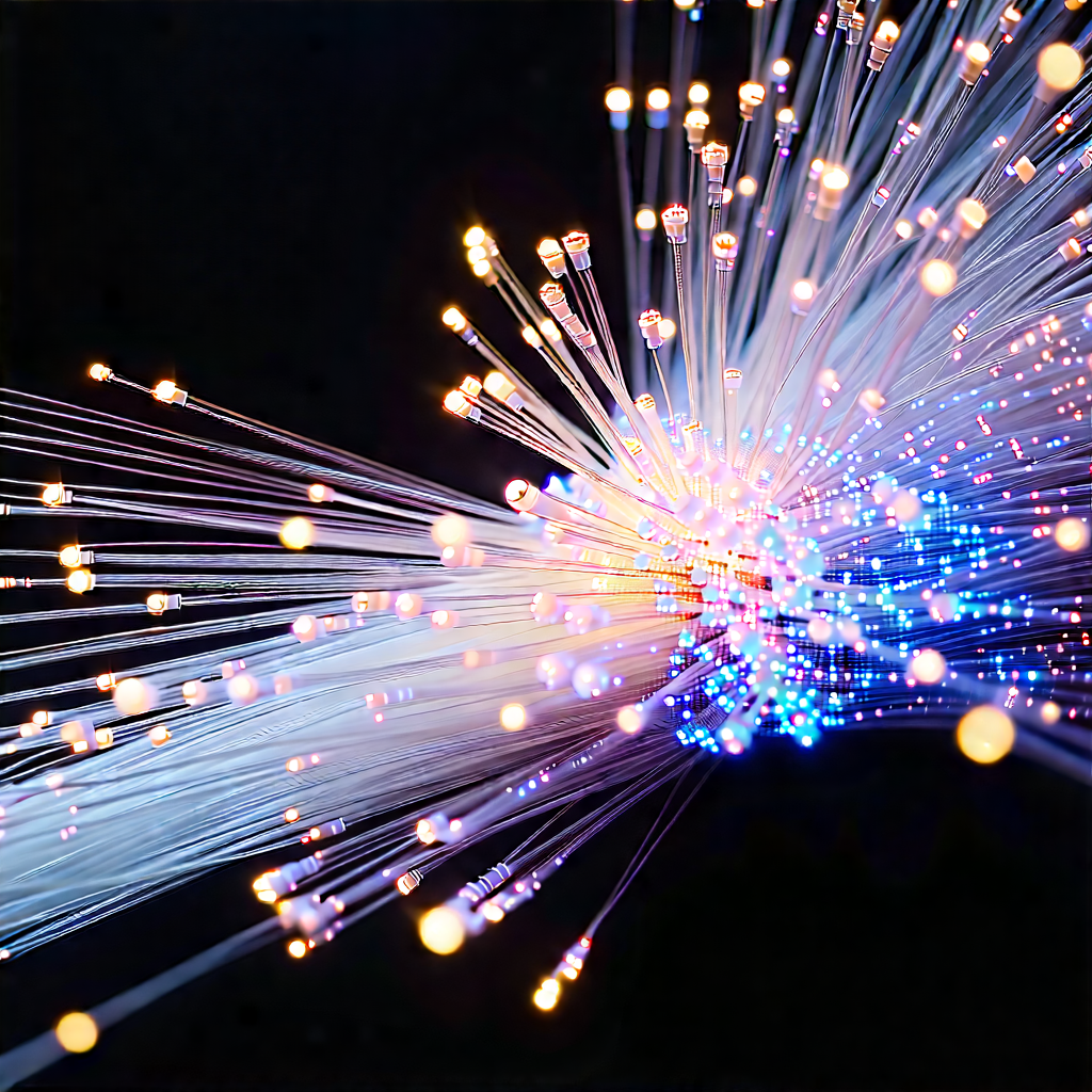 Close-up Of Fiber Optic Cables With Close-up Large