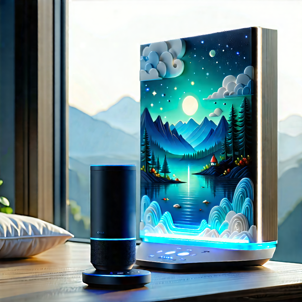 Smart Home Device With Digital Artwork With Large, Colorful