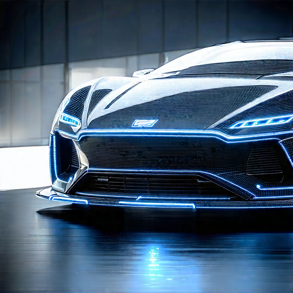 Automotive Technology In Research Center With Futuristic Parked