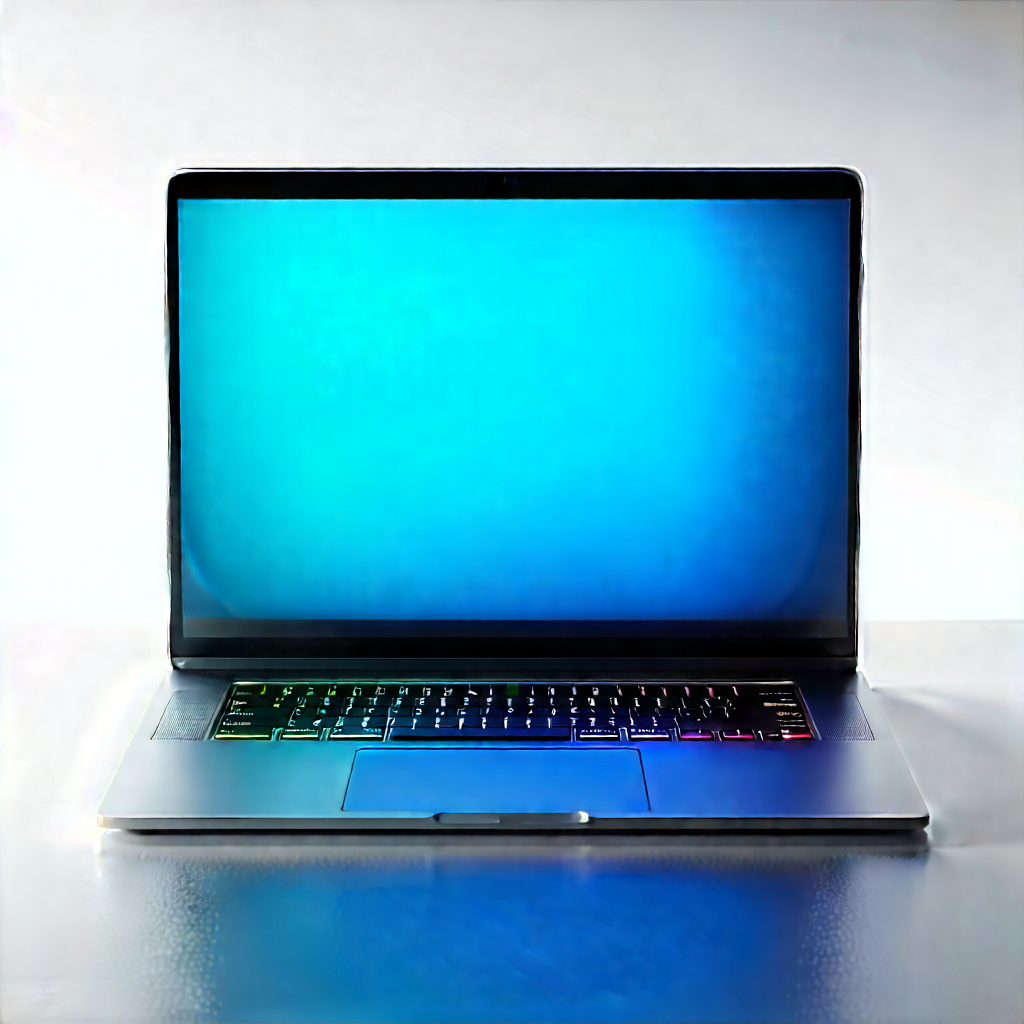 Laptop With Glowing Screen With Laptop Computer