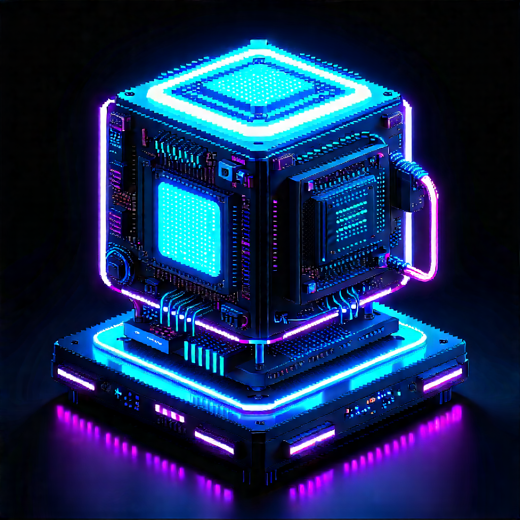 Quantum computer with neon accents