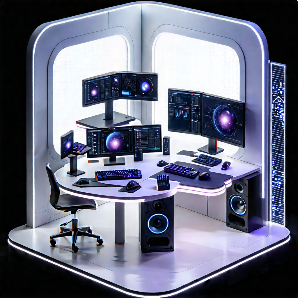 Futuristic digital workspace