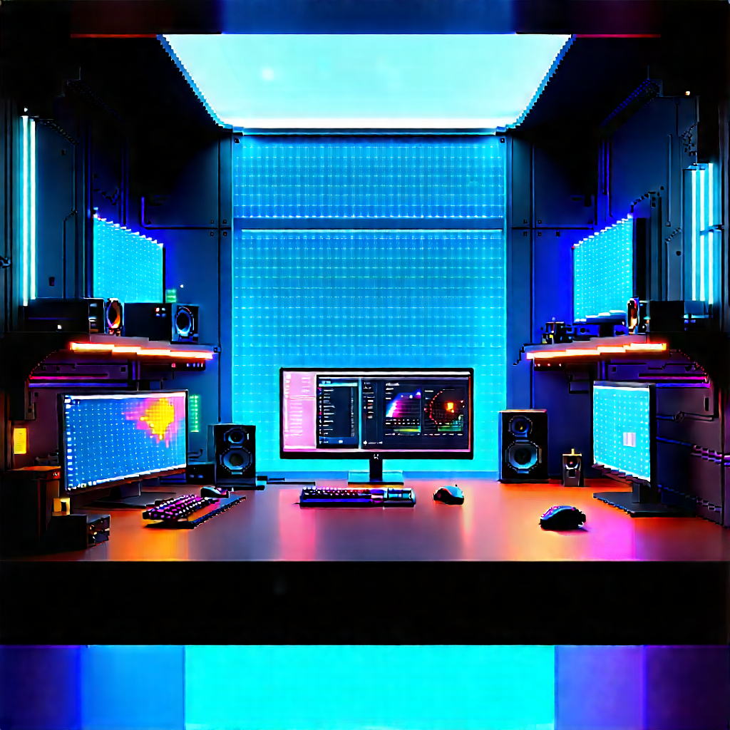 (futuristic:1.21) digital workspace