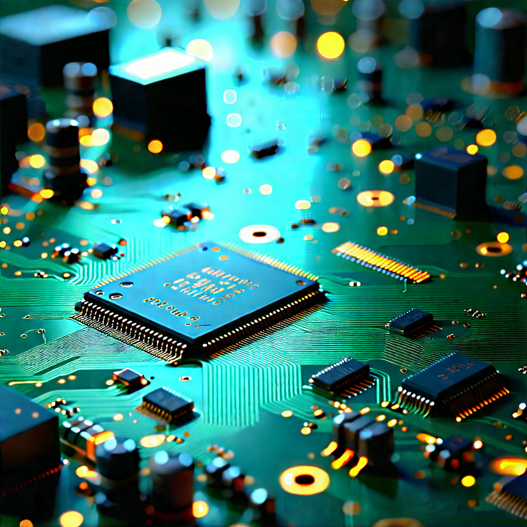 Circuit Board With Holographic Projection With Close-up Computer