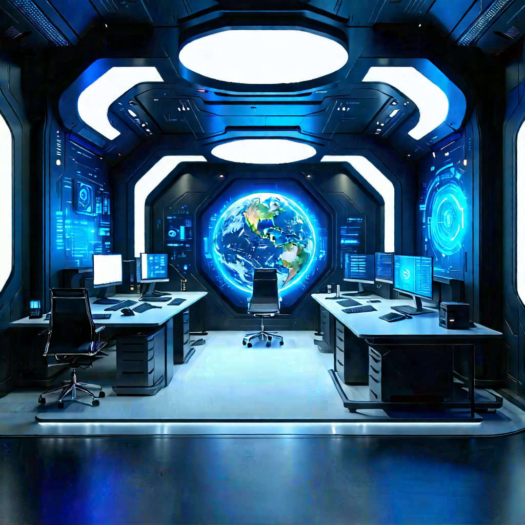 Futuristic Tech Startup Office With Image, There