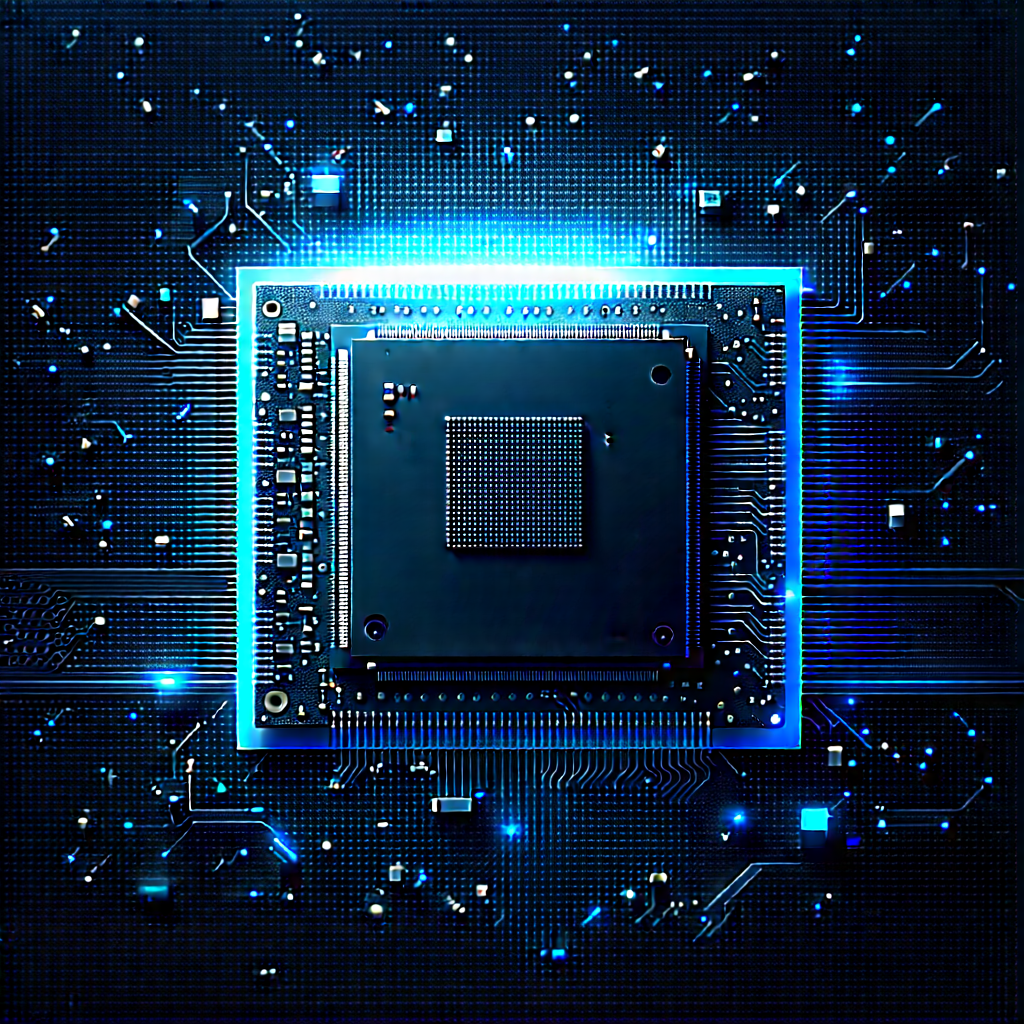 Microchip With Digital Particles With Close-up Computer