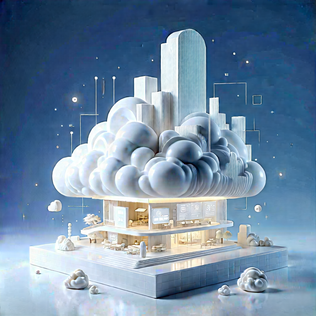 Cloud Computing Visualization With Large, White