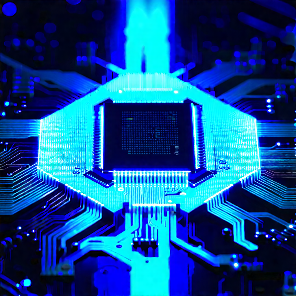 Microchip with blue light (glow:1.14)