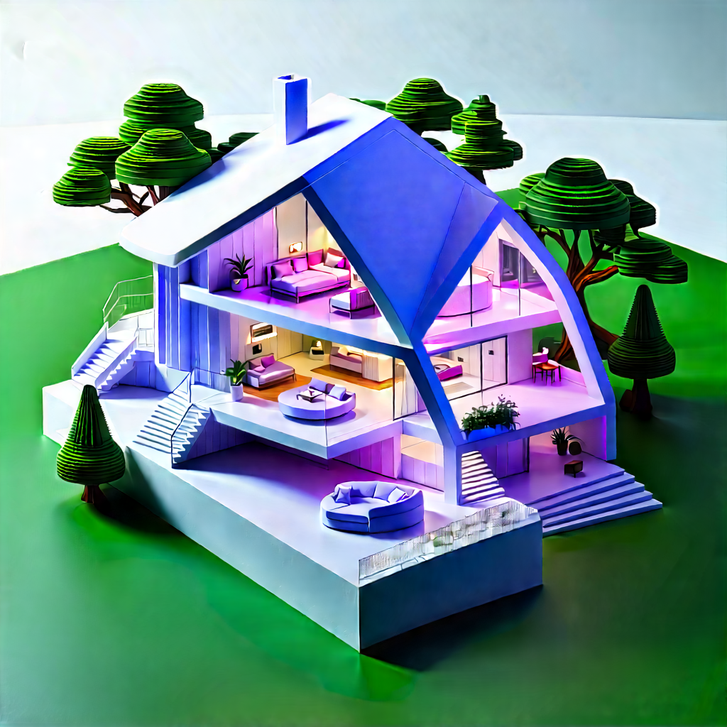 Futuristic Smart Home With Three-dimensional Model