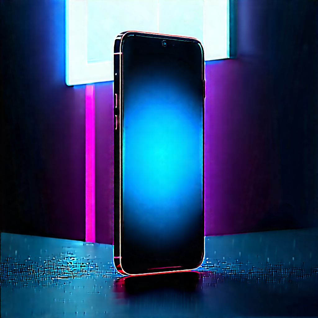 Smartphone With Glowing Screen With Cell Phone