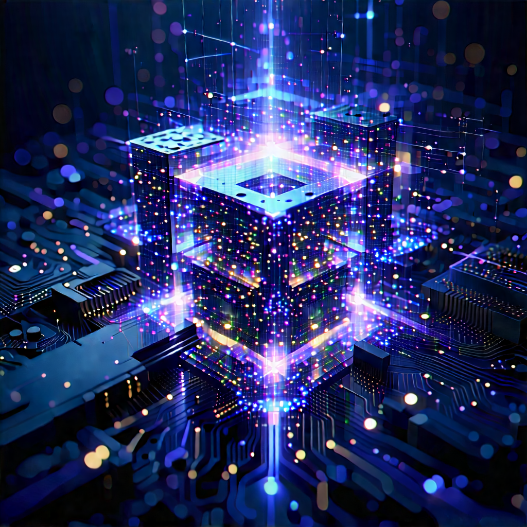 Quantum Computer With Data Streams With Image, There