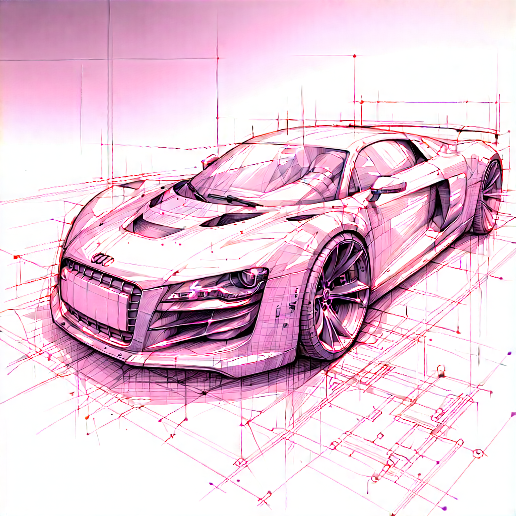 Automotive Technology In Modern Laboratory With Computer-generated Drawing