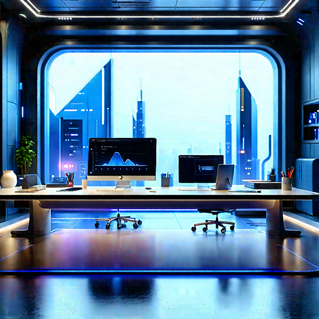 Futuristic Tech Startup Office With Futuristic Office