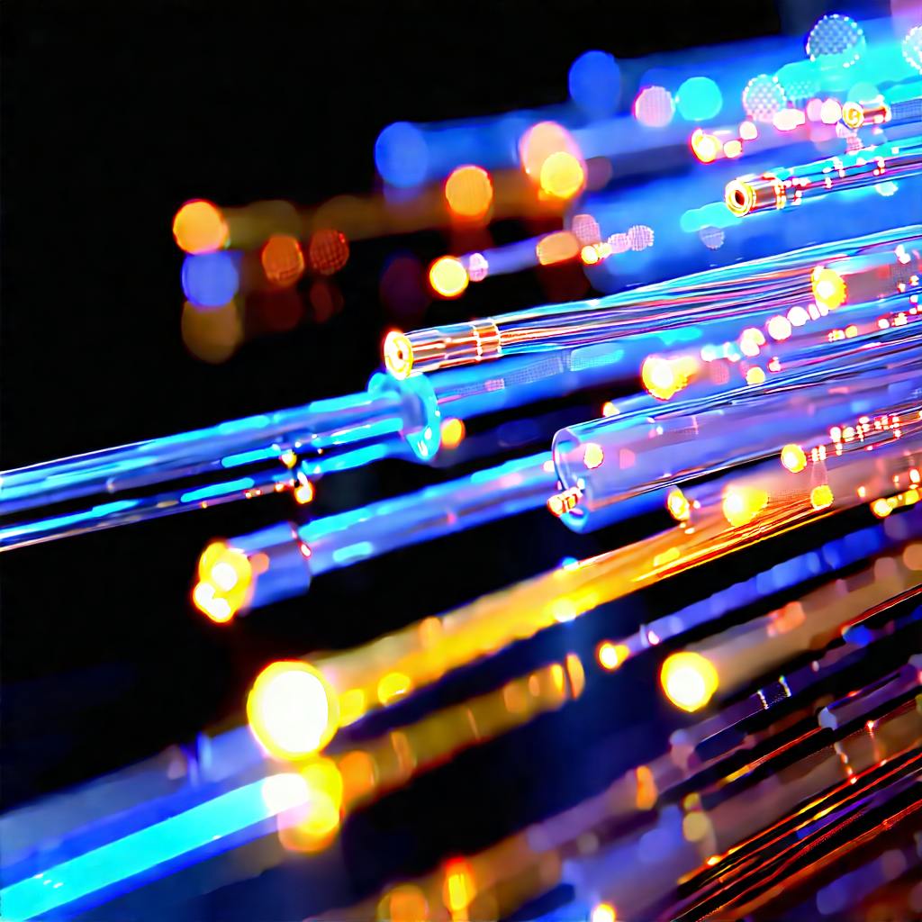 Close-up Of Fiber Optic Cables With Close-up Blue